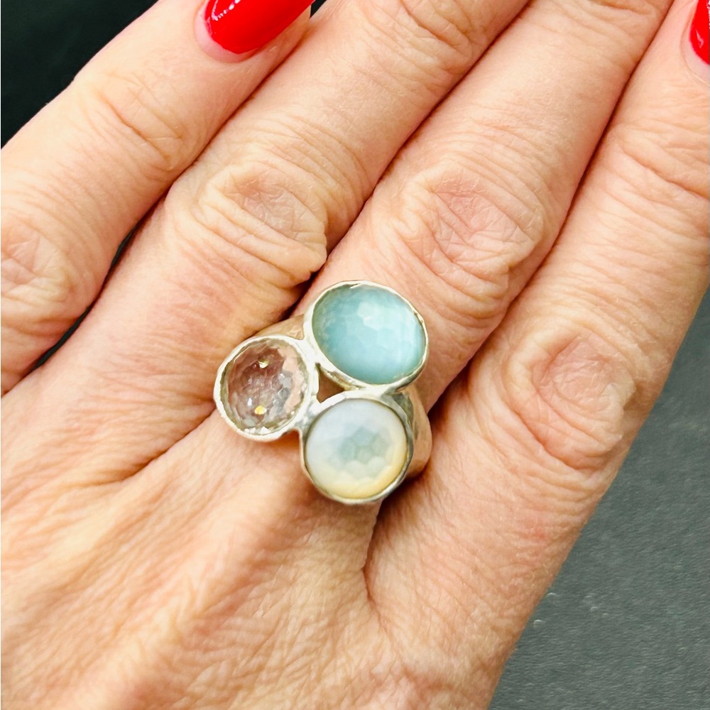 Ippolita Quartz and multiple station ring mother of pearl. Size in description